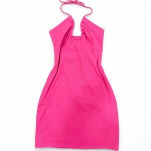 Hot Pink Ribbed Halter Dress – Y2K Baddie Princess Polly